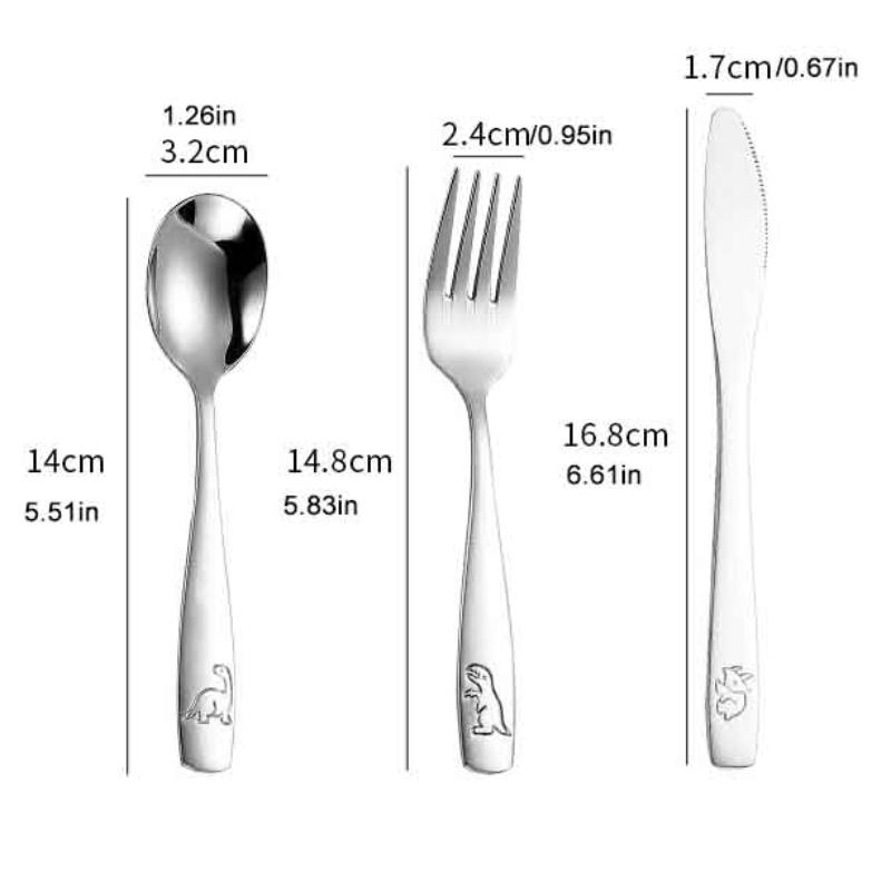 3-15Pcs Kids Silverware Set Stainless Steel Kids Fork Spoon And Cutter Set Funny Dinosaur Flatware Set Outdoor Tableware