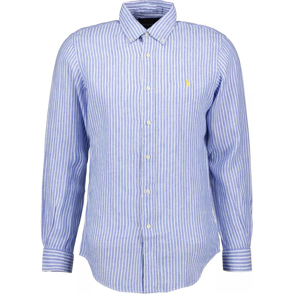 Polo Ralph Lauren Striped Point Collar Single-Breasted Long Sleeve Shirt Men shirts Blue White 710873446-001