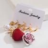Earrings Fashion Simple Shell Imitation Pearl Earrings Heart Flower Pendant Personality Versatile Exaggerated Earrings for Women