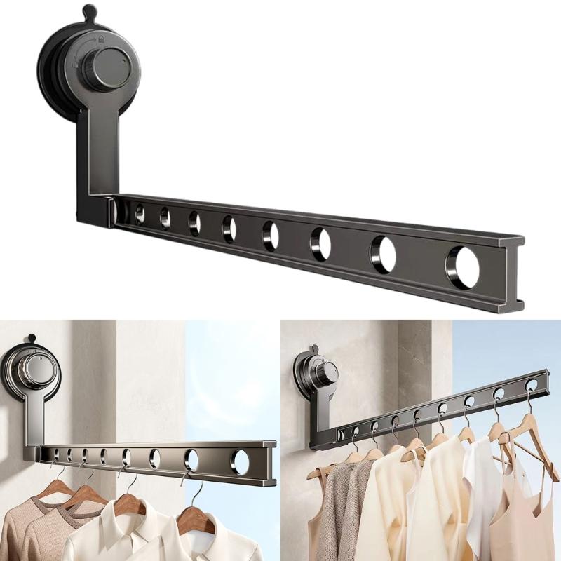 Secure Suction Cup Hanger Drying Rack Durable Aluminum Clothes Hanger For Balcony Or Bathroom Without Damaging Walls