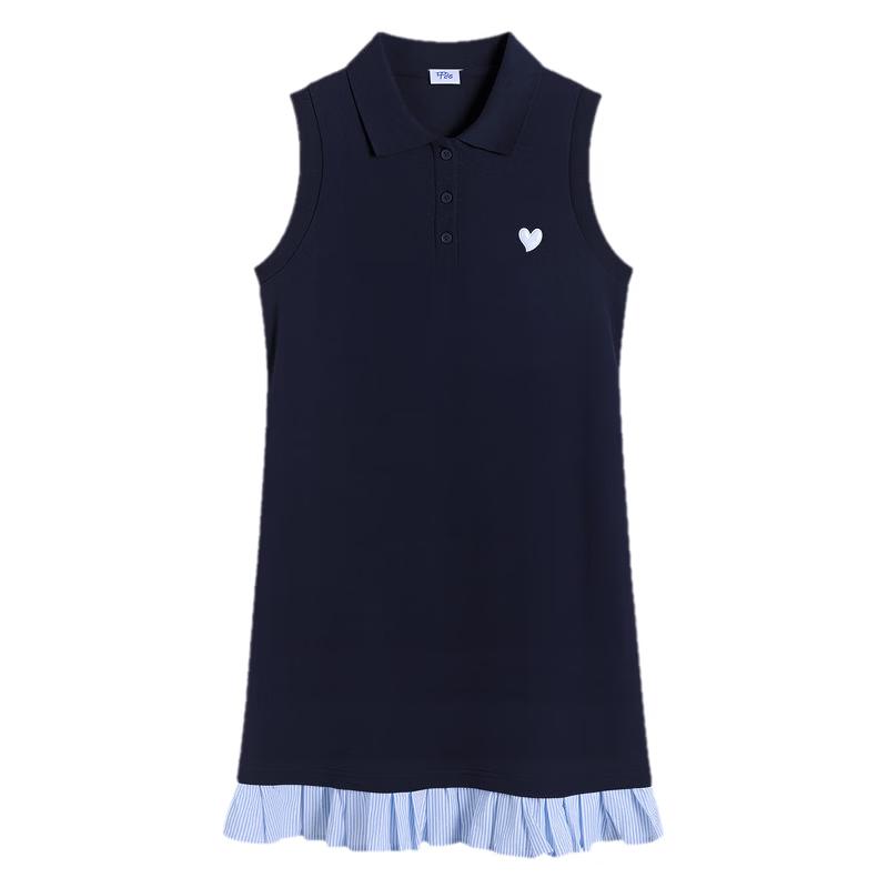 TonLion Women s Polo Neck Spliced Summer Dress M