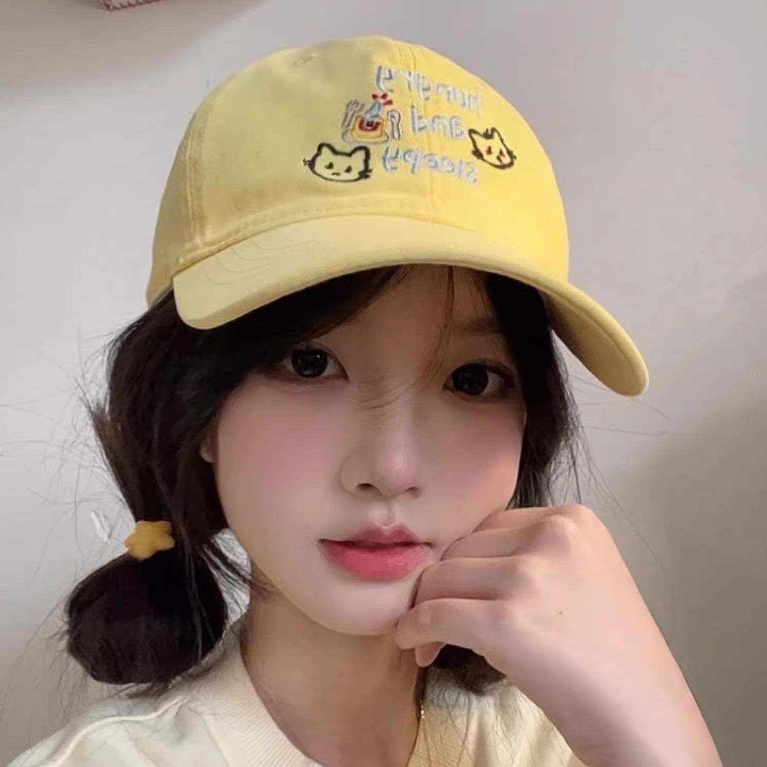 Korean ins baseball cap girl cute cartoon puppy embroidered hat sweet versatile face little cap tide Adjustable