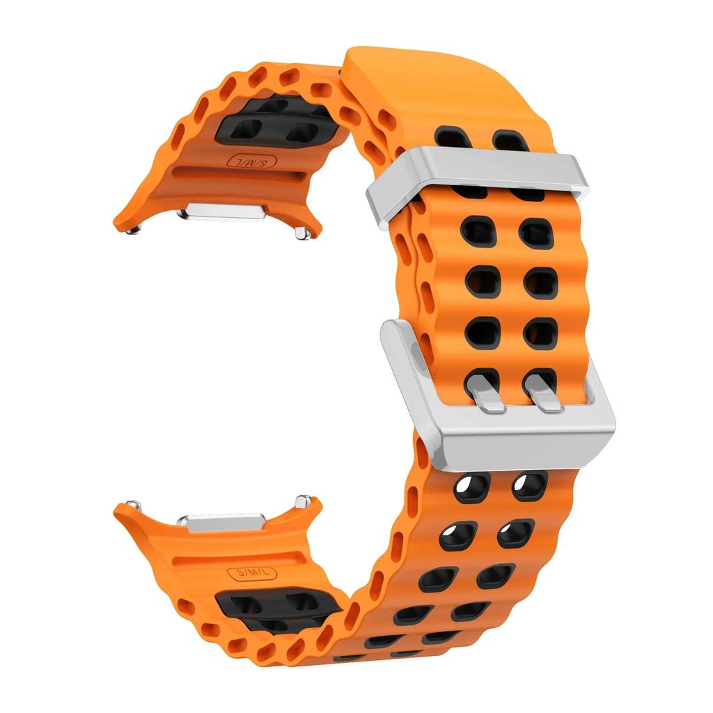NEW Marine Silicone Strap For Samsung Watch 7 Ultra 47mm Bracelet No Gaps Sport Two-tone Band for Galaxy Ultra Watchband Straps