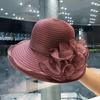 Dámský sluneční klobouk, elegantní módní letní cylindr z organzového květináče