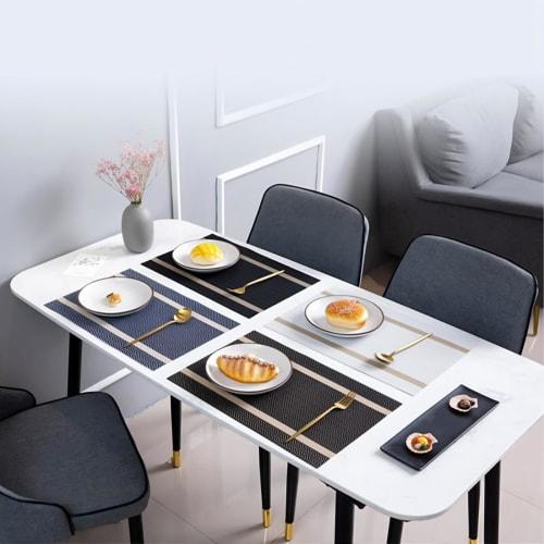 GreenGee Placemats, Set of 4, 30x45cm Square, PVC, Floral Print, Dining Table Decor, Stain-Resistant, Insulated, Washable, Easy To Clean, Non-Slip, Fr