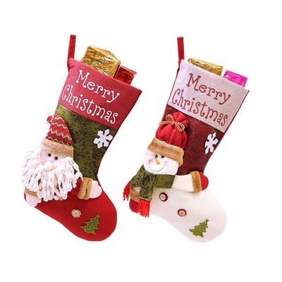 2 Pcs Christmas Stocking Santa Snowman Cute Hanging Decor Candies