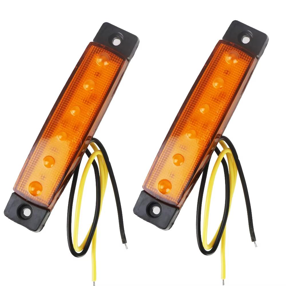 2PCS 6LED Truck Side Lights Cars Trailers LED Light Side Marker Clearance Lamp 12V/24V RV Front Rear Signal Trucks Lamp