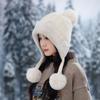 New Fleece Warm Knitted Hat Autumn and Winter Thickened Pullover Ear Protector Wool Fleece Hat Women's Hairball Hat