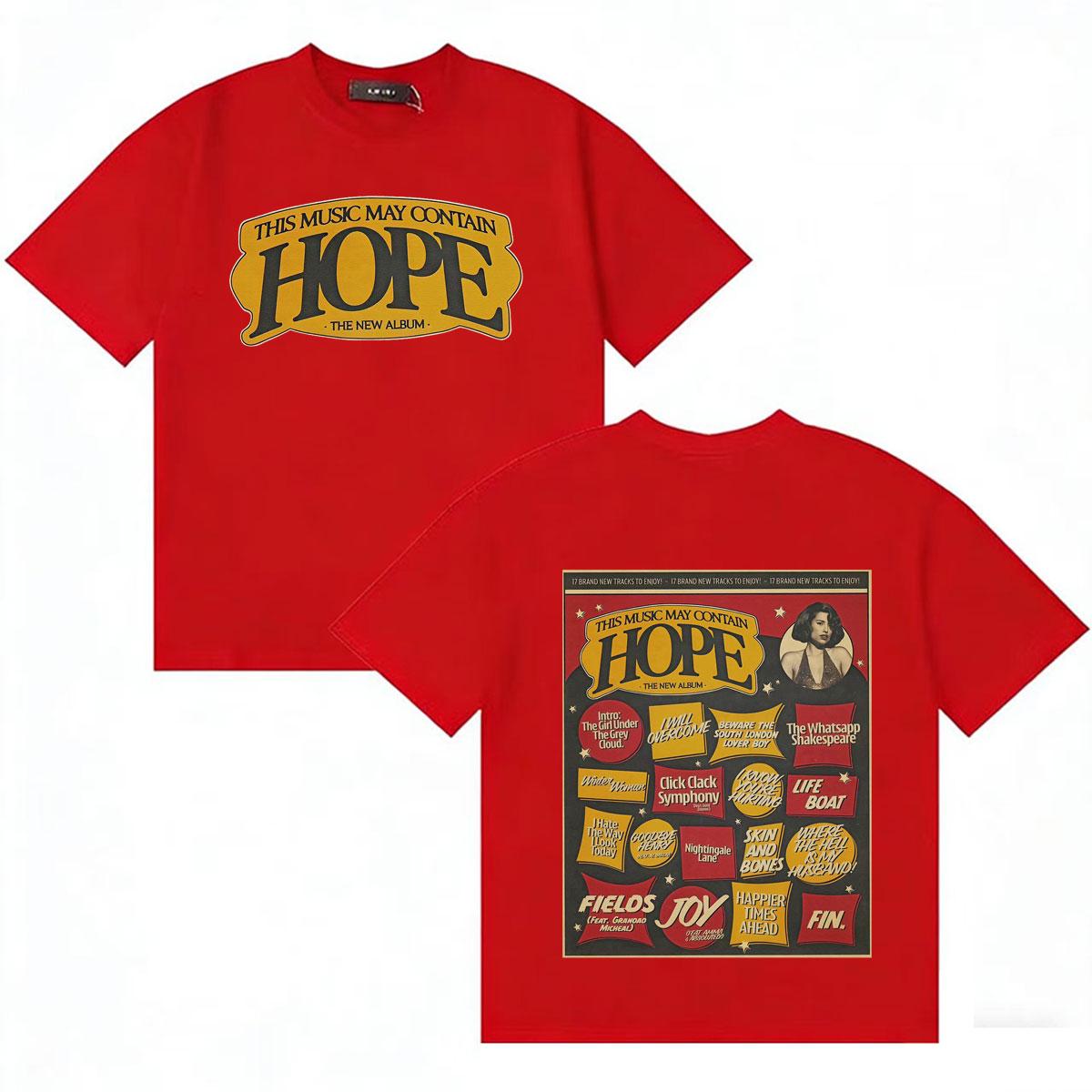 New Album This Music May Contain Hope 2026 T Shirts Raye Merch Hip Hop Womens Unisexs Oversized Fans Casual Short Sleeve Tee Shirts S