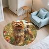 Yorkshire Terrier On the Grass Pattern Round rug,Carpet Rug for Living Room Bedroom Playroom Decor,Non-slip Floor Mat,Holiday Gifts and Birthday Gifts
