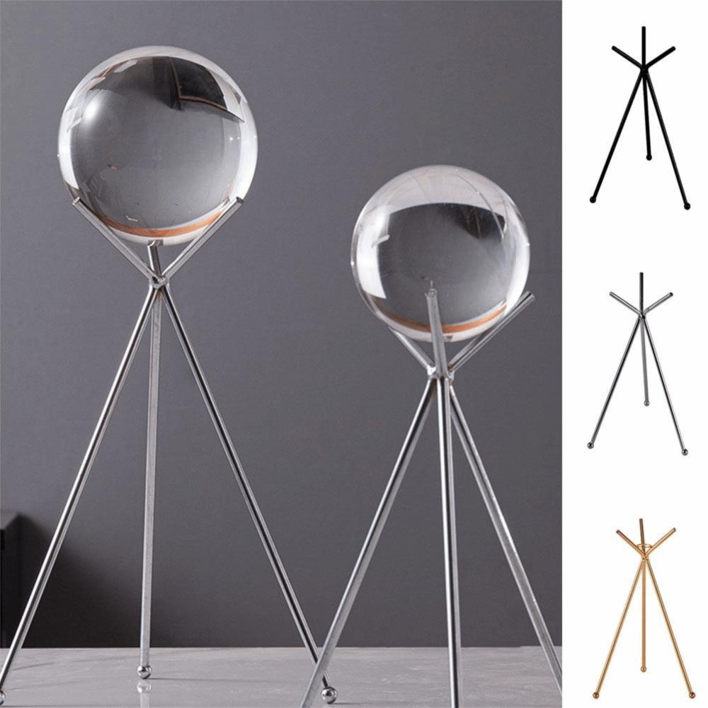 Simple Triangle Crystal Ball Base Gold/Silver Sphere Display Stand  Desktop Ornaments