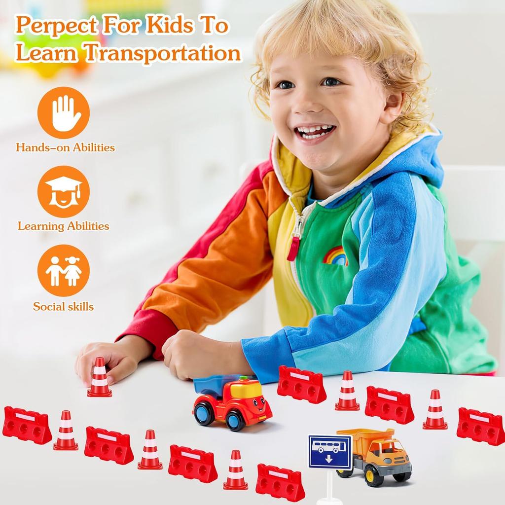 Kisangel 72 Pcs Road Sign Barricade Toy Kids Decor Mini Toys for Kids Childrens Play Sets Orange Cones Mini Safety Cones Mini Toy Traffic Cones