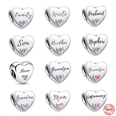 Copper Letter Family Beads Grandma Brother Son Pendant Women Dangle New Charm Fit Original Bracelet For Jewelry Gift
