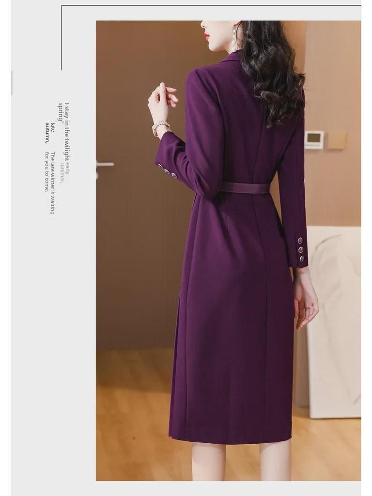 Koreanischer High-End-Kleid mit Anzugkragen - Herbst/Winter 2023: Eleganter Plisseerock für den professionellen Pendelverkehr