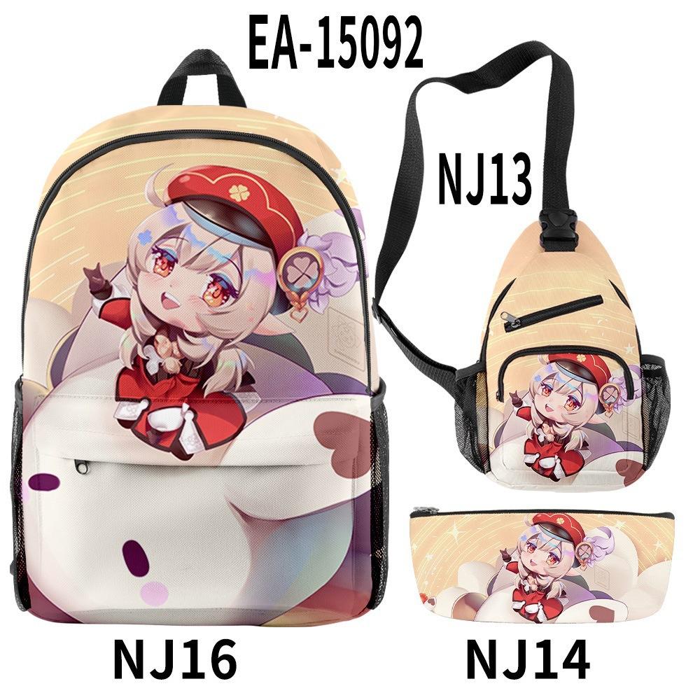 Luxe Nieuwigheid Cool Genshin Impact 3D Geprint 3 stuks/Set leerling Schooltassen Reizen Laptop Rugzak Borsttas Etui