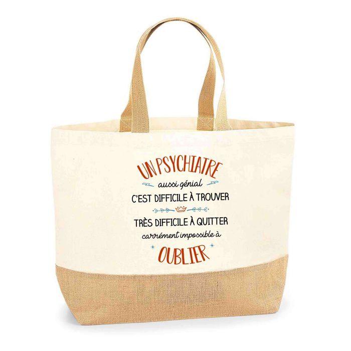 Sac shopping - PLANETEE - Un Psychiatre aussi génial - Jute naturel - Fabriqué en France - Multicolore