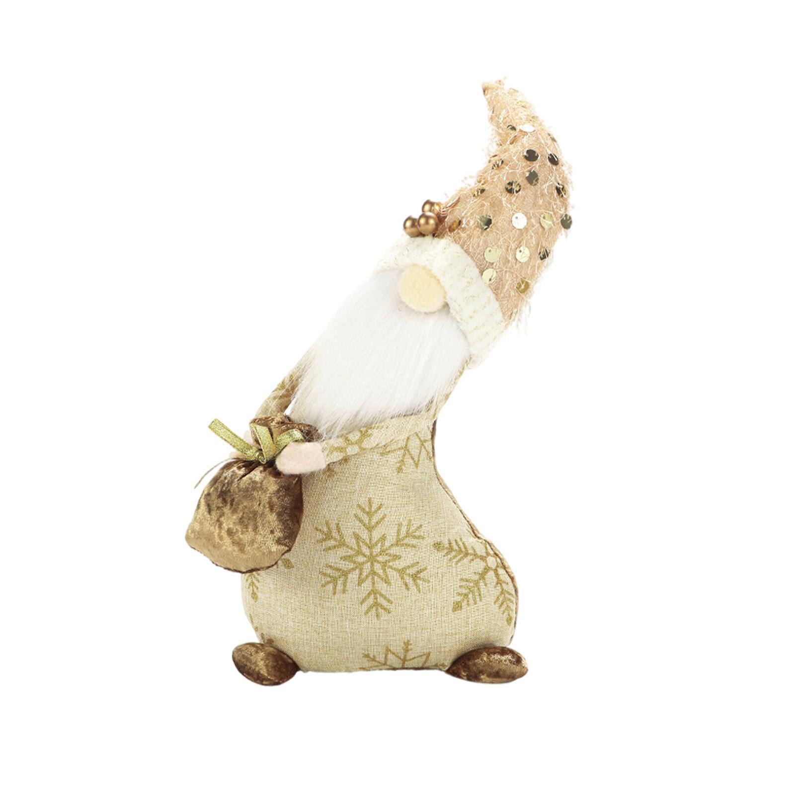 

Scandinavian Christmas Gnomes Figurine Sequins Snowflake Dwarf Elf Plush Dolls for Seasonal Home Table Book Shelf Decors 1