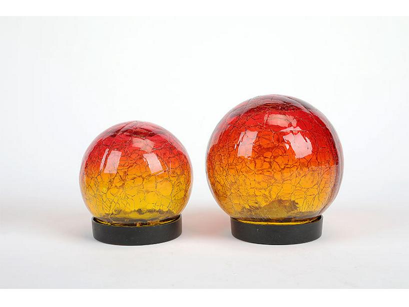 Solar Red Crackle Glass Ball Light - Waterproof Outdoor Garden & Lawn Decor