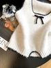 Women's French Color Block Bow Knit Vest - 2026 Autumn Sleeveless Layering Top
