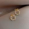 New Fashion Simple Temperament Circle Pearl Earrings Korean Cute Small Versatile Piercing Stud Earrings for Women Luxury Jewelry