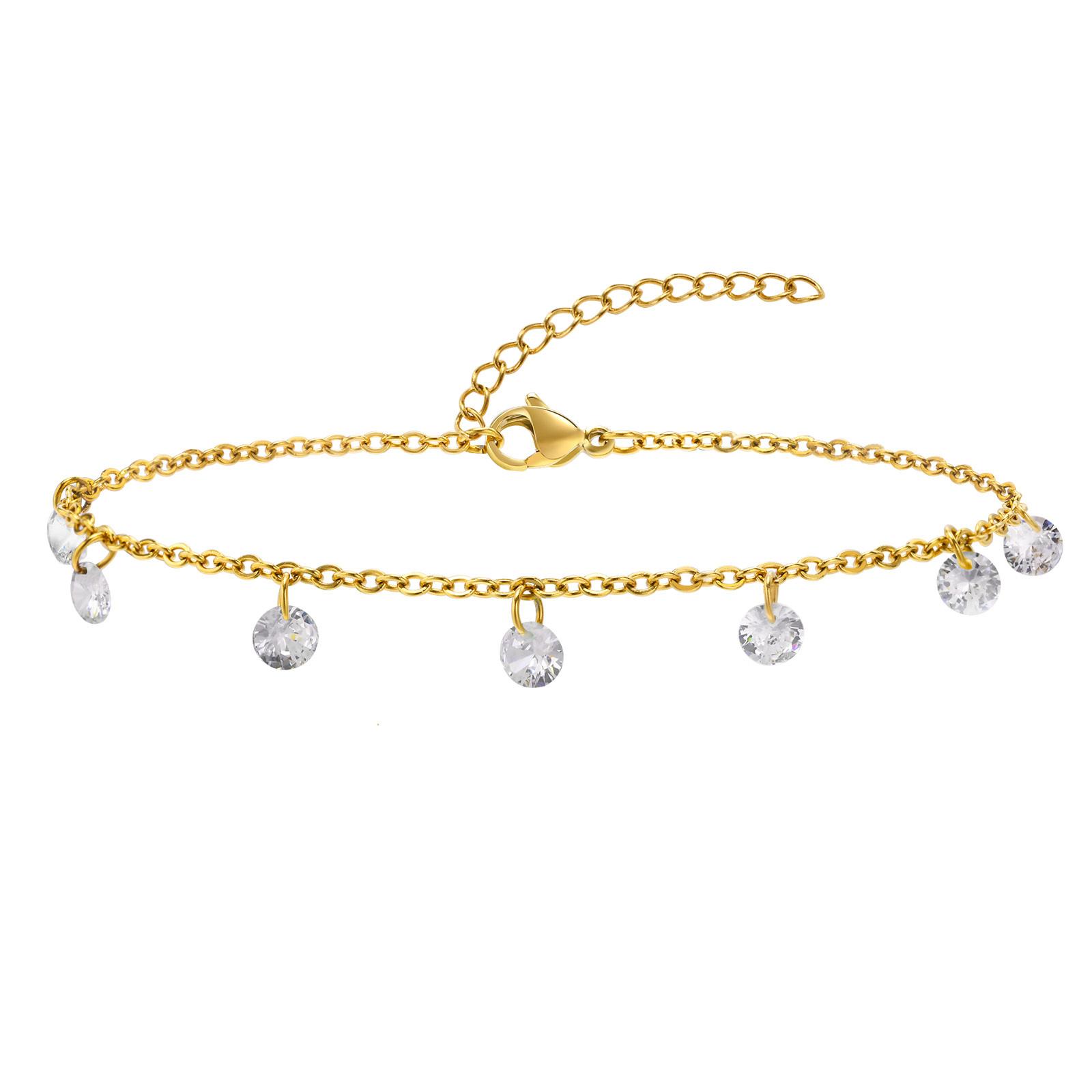 

Waterproof Colorful Cubic Zirconia Anklet Bracelet for Women, Adjustable Stainless Steel Foot Chain Anklets Beach Jewelry