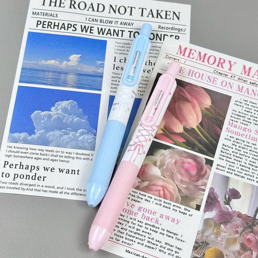 4Pcs Lace Ribbon Gel Inks Pen Retractable Gel Pen 0.5MM Fine Point Black Inks for Handwriting Journaling Note Taking