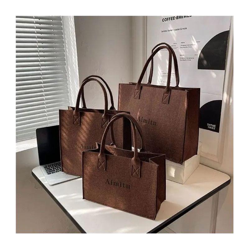 Large Capacity Felt Tote Bag for Shopping and Apparel