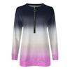 2025 Women's Gradient Color Zipper Round Neck Long Sleeve Hoodie Tee