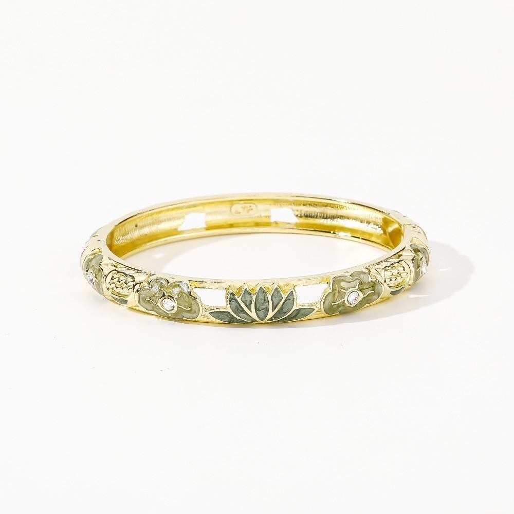 

Lotus Floral Chinese Flower Bangle Hollow Out Women s Hand Bracelet Ladies