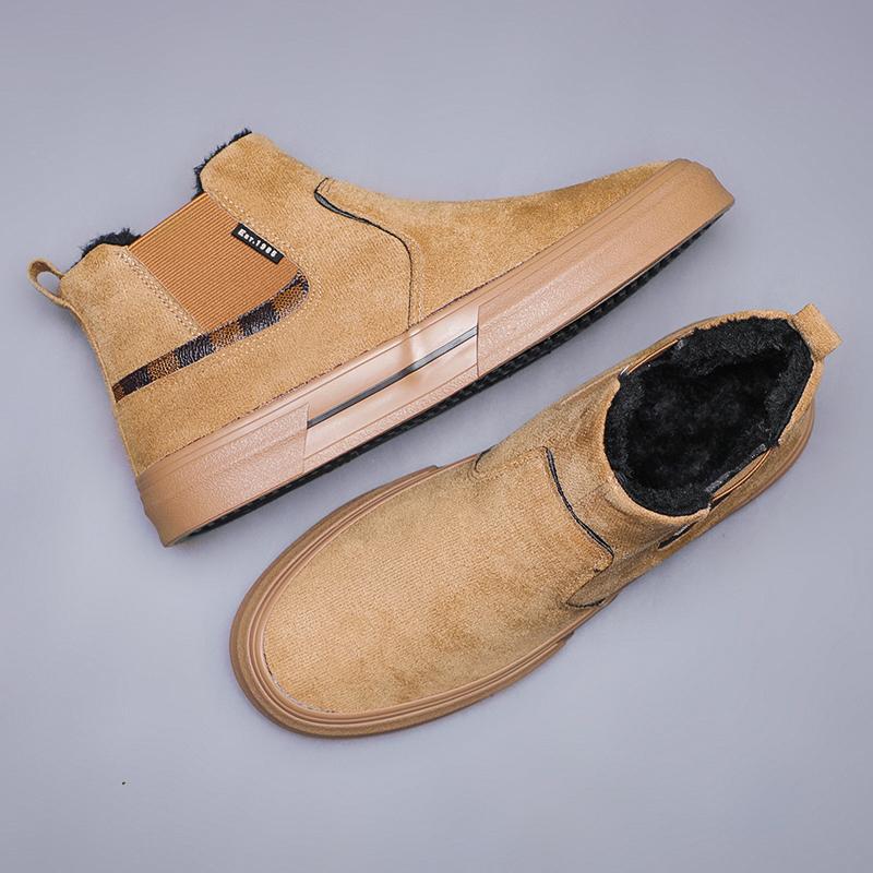 Winter New Shoes for Men Suede Leather Boots Warm Plush Inside High Tops Leather Casual Shoes Fashion Short Boots