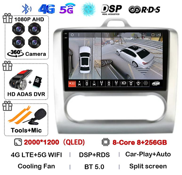 Android 14 Carplay Auto Car Radio For Ford Focus 2 3 Mk2 Mk3 2004 2005-2011 WIFI+4G Multimedia GPS 2 Din Autoradio Player Stereo