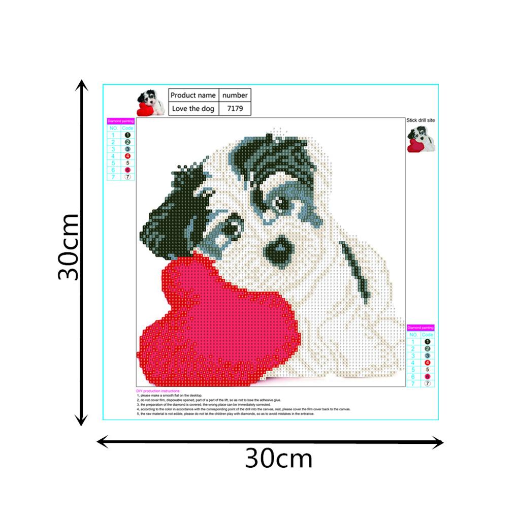 5D DIY Rhinestone Painting Diamond Cross-stitch Love Heart Dogs Embroidered Drawing Needlework Multicolor Stitchwork