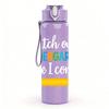 1PC Kindergarten Pencil Text Pattern 750ml Color Plastic Sports Water Bottle Leakproof Flip Straw Lid Suitable for Sports Office Home Use