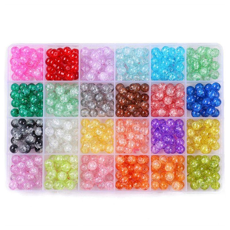 Multifunction 480Pcs Crackle Glass Beads 8Mm Crystal Beads Bracelet Beads Glass Round Beads Gemstone Ball Beads Loose Spacer Bea разноцветный