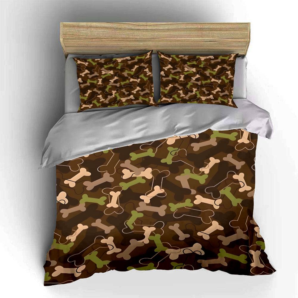 Camouflage Bone Pattern Design Bedding Duvet Cover Set (1*Duvet Cover 2*Pillowcases, without duvet insert)
