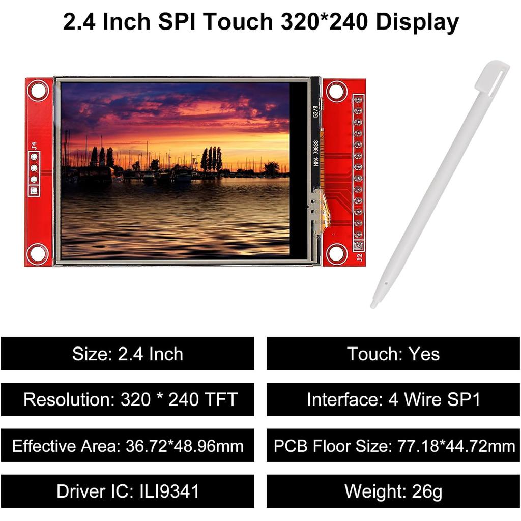 2.4" SPI TFT LCD Display Touch Panel ILI9341 240x320 TFT LCD Touch Screen Shield 5V/3.3V STM32 Display Module SPI Serial