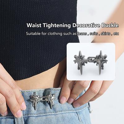 Adjustable Waist Buckle Cross Star Shape Jeans Pants Buttons Detachable Metal Buttons Waist Tightener Clothing Accessories