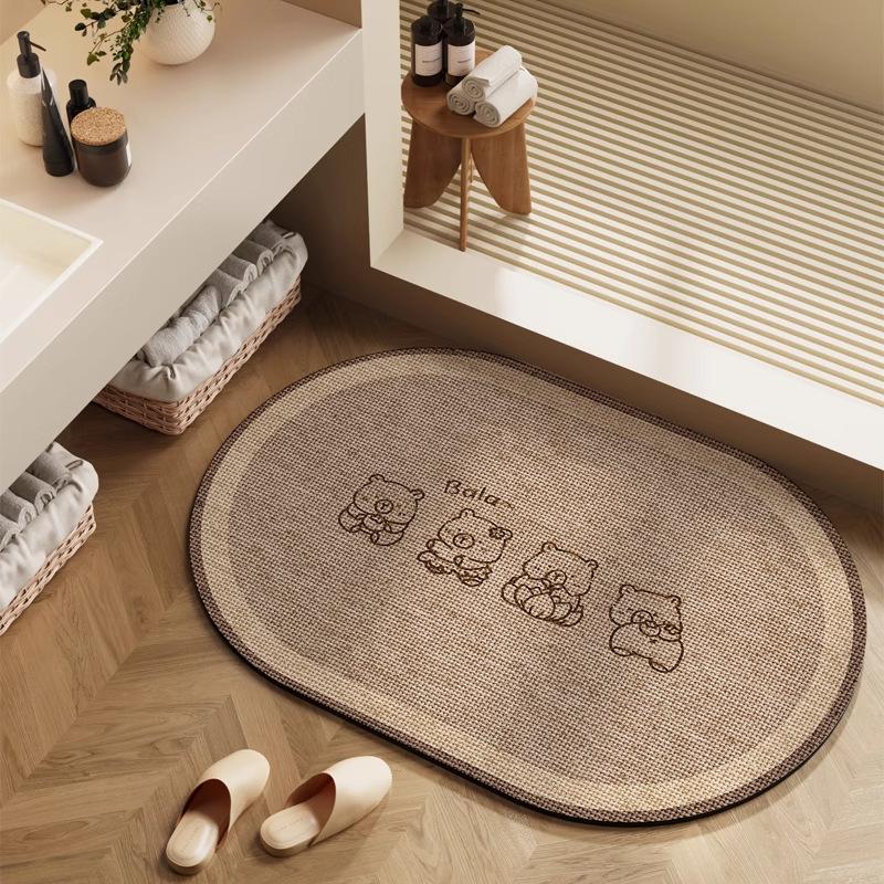 Diatomite Super Absorbent Non-Slip Bathroom Mat Toilet Anti-Skid Bathtub Foot Mat Kitchen Living Room Floor Mat Entrance Doormat