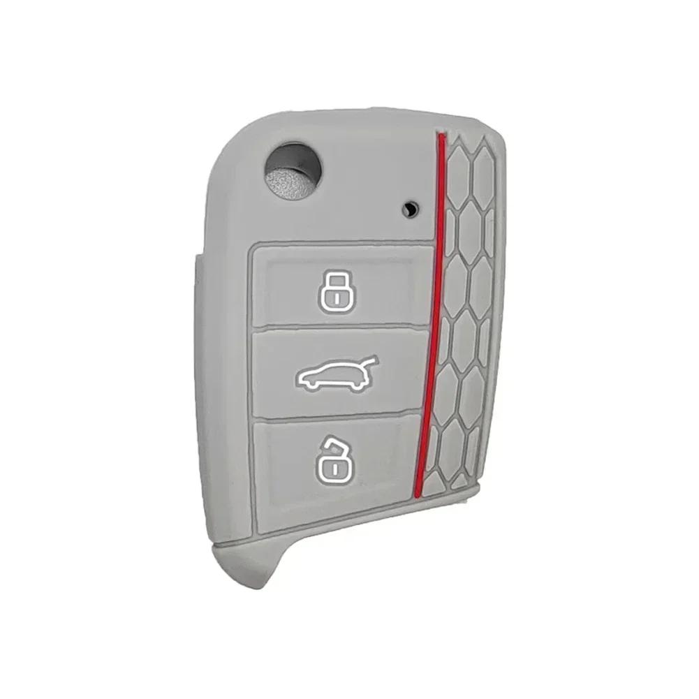 

3 Buttons Silicone Car Key Cover Case For Volkswagen VW Golf 7 Polo Tiguan Kodiaq Karoq mk7 Skoda Octavia A7 SEAT Leon Ibiza Fo сірий