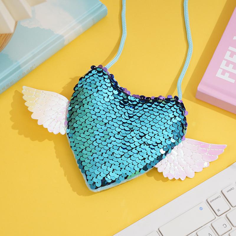 Sequin Wings Lanyard Crossbody Bag & Coin Purse for Kids