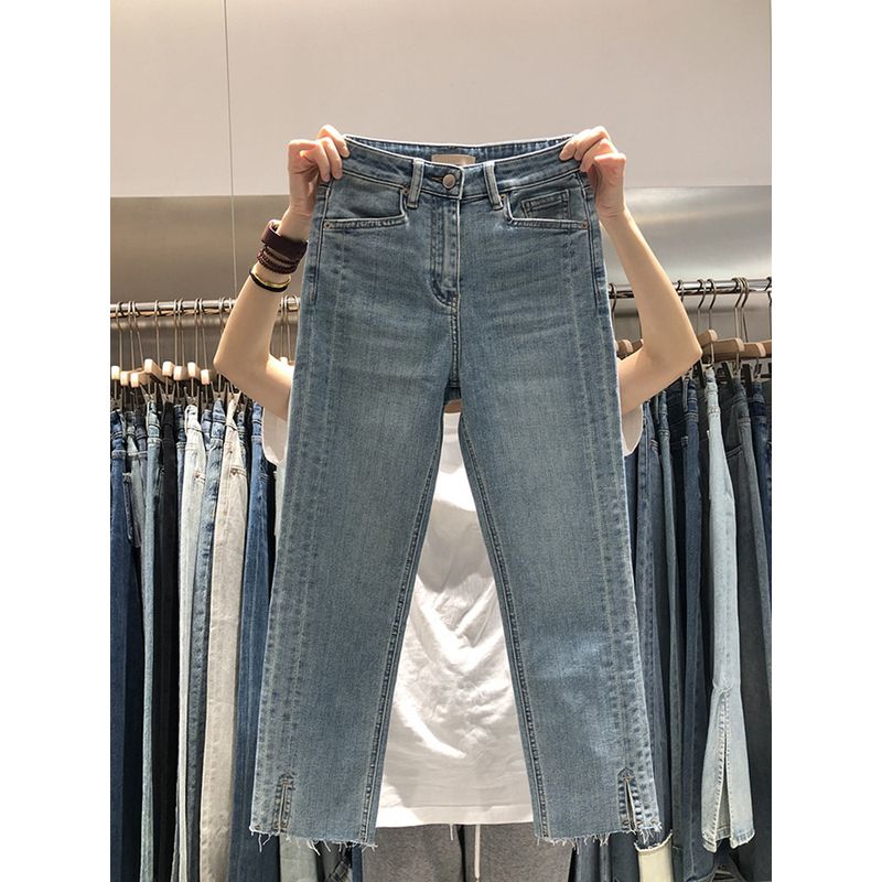 

mm Pear Shapes Straight-leg Thin Smoke Tube Denim Blue 2XL(Suggestion 70-80kg)