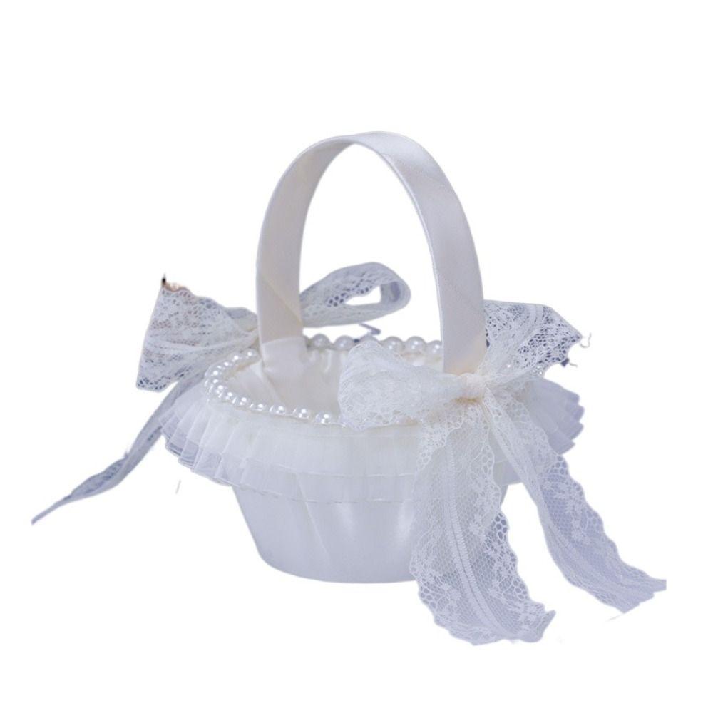 

Лента Бант Корзина для девочек-цветочниц Кружево Свадебные украшения для вечеринки Модный атласный бант Сумочка Фестиваль style J