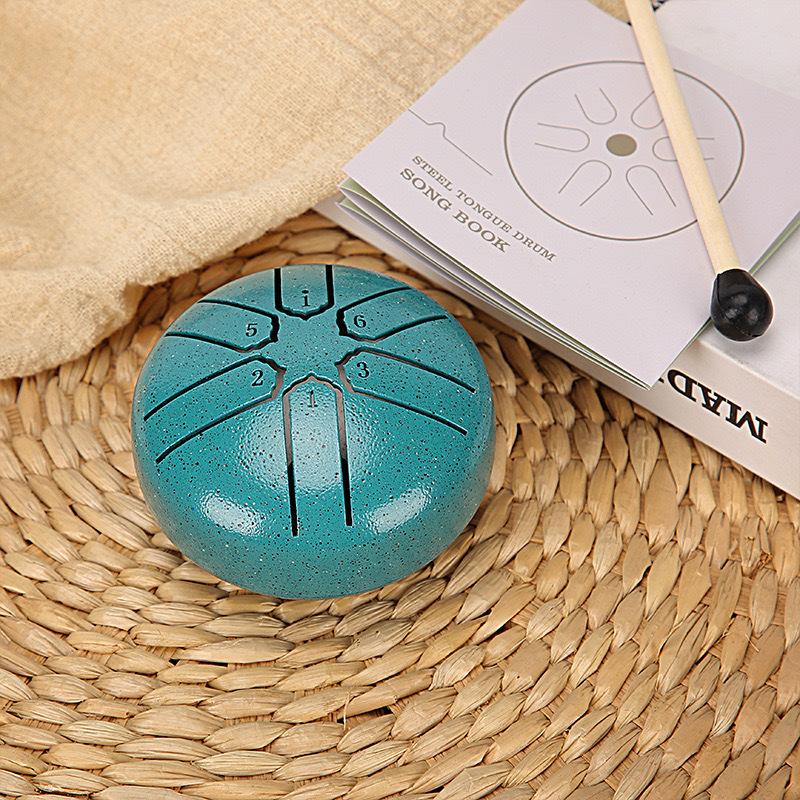 

3-дюймовый 6-тоновый мини полый барабан, перкуссионный инструмент, стальной язычковый барабан, детский портативный инструмент, карманный барабан, игрушка, маленький барабан 1PCS зелёный