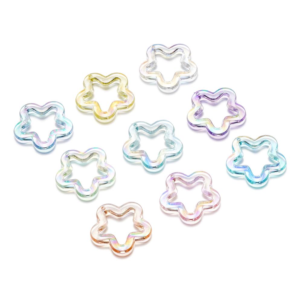 10Pcs/Lot 30*30.5mm Acrylic Transparent Five Pointed Star Pendant for DIY Jewelry Making Bracelet Necklace Charms Accessories