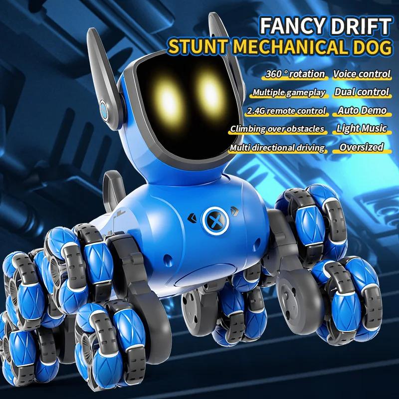 New Q200 Robot Dog 360 Degree Drift Stunt RC Car Small Eight Wheel Gesture Sensing Multi functional Voice Interaction Children T