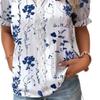 Women's Summer Floral Print V Neck Blouse Lace Trim Ruffle Short Sleeve Casual Boho Vacation Daily Wear Shirt Top