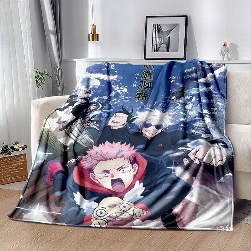 J-Jujutsu Kaisen Cartone Animato Anime Plaid Coperta Bambini Super Morbida per Divano Viaggio Divano Picnic Coperta in Flanella Regalo di Compleanno