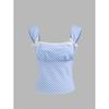 2024 European & American Women's Plaid Lace Tie-Back Camisole Shirt
