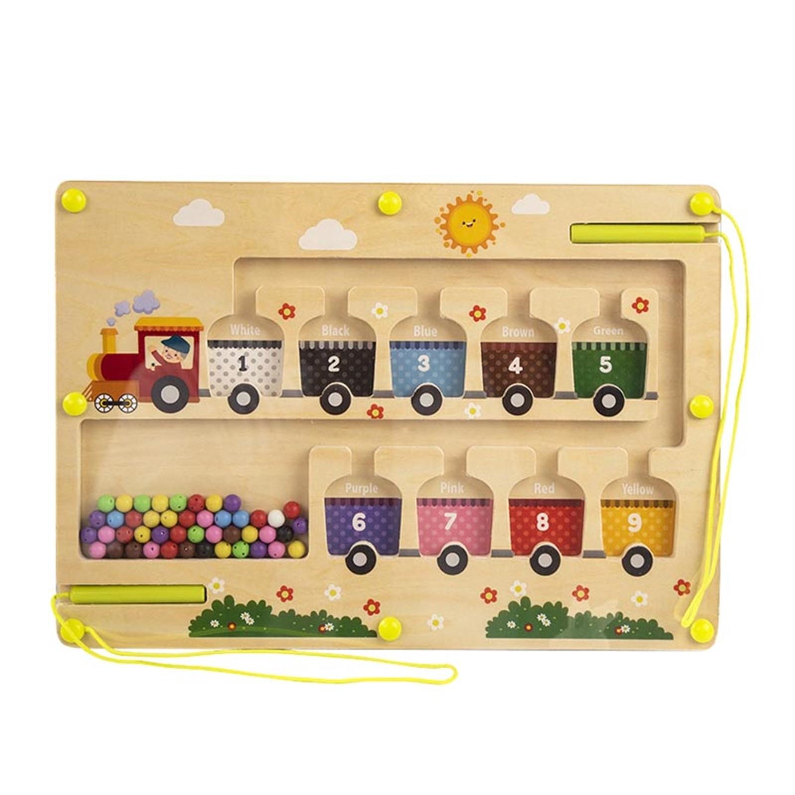

Магнитный цветной и цифровой лабиринт - двухсторонние деревянные игрушки для подсчета чисел Магнитная головоломка Настольная игра Мелкая моторика Игрушки для малышей Для мальчиков и девочек One Size