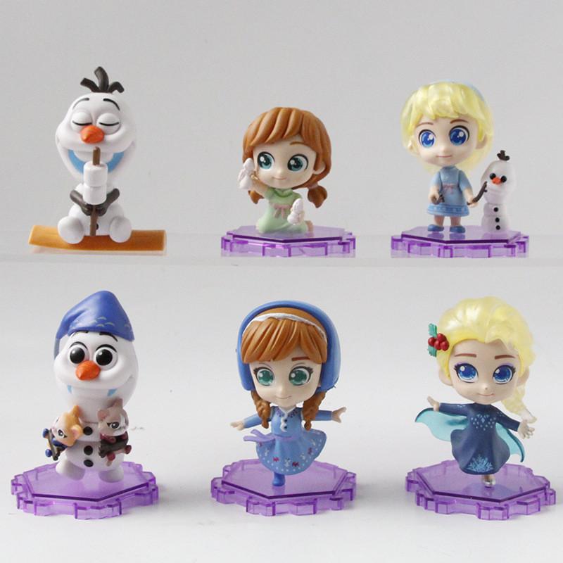 Elsa Frozen Olaf Pvc Model Set Collectible Figures Children Decor Playroom